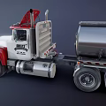 Red And White MACK Tanker Truck For Commercial Fuel Transportation