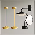 Modern Lighting Combinations With Yellow Black Table Lamps And Round Shade Wall Lamp