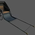 Traditional Vintage Rickshaw With Wooden Seat Black Canopy And Spoked Wheels