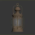 Vintage Copper Lantern With Handle Metal Frame Glass Shade And Light Bulb
