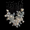 Modern Artistic White Chandelier With Multiple Hanging Lights And Unique Irregular Shaped Design