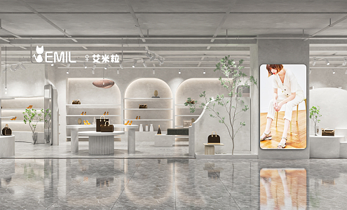 Ji Bao shop clothing and shoes shop luggage shop door bag store shelf Nakajima booth cashier 3d model