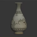 Beautiful White Vase With Intricate Flower Patterns And Decorative Design 3d model