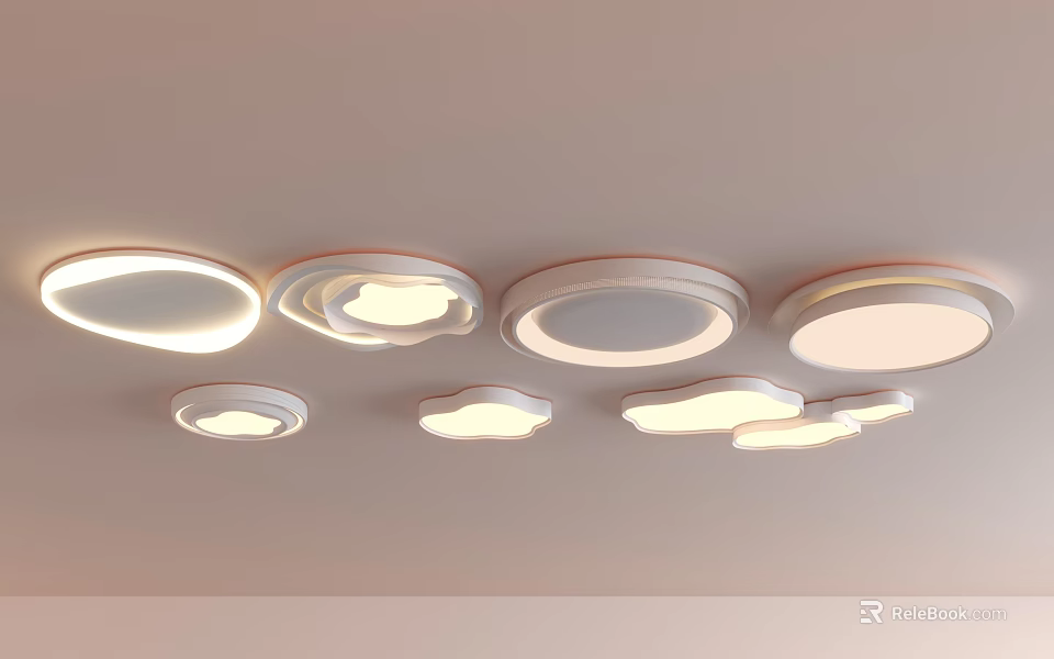 Stylish Ceiling Lights With Various Shapes And Warm Lighting Effects 3d model