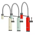 Modern Stainless Steel Kitchen Sink with Square Design and Colorful Faucets