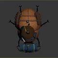 Fantasy Cartoon Beetle With Orange Shell Straw Hat Rider Blue Gear And Lantern