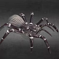 Detailed Dark Purple Spider Figurine With White Ringed Legs And Textured Body