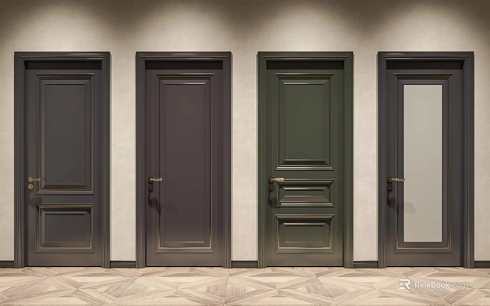 Hinged Doors In Various Styles And Colors For Modern Home Interior Decor 3d model 
