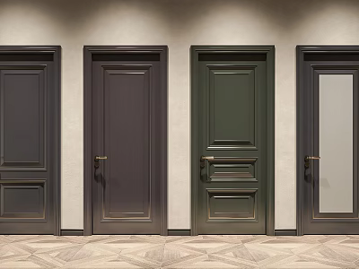 Hinged Doors In Various Styles And Colors For Modern Home Interior Decor 3d model