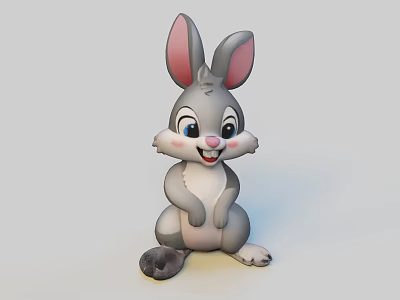 Cute Cartoon Rabbit Sculpture Carving With Adorable Design And Decorative Style 3d model