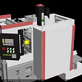 Industrial Automated Machining Center With Control Panel And White Red Design