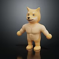 Detailed Muscular Yellow Shiba Inu Character Standing Pose 3D Sculpture Art