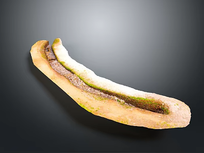 Delicious Long Baked Pastry With Green Topping And Brown Filling Snack 3d model