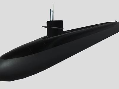 Black Submarine Exterior Design With Sleek Hull Conning Tower And Antennas 3d model