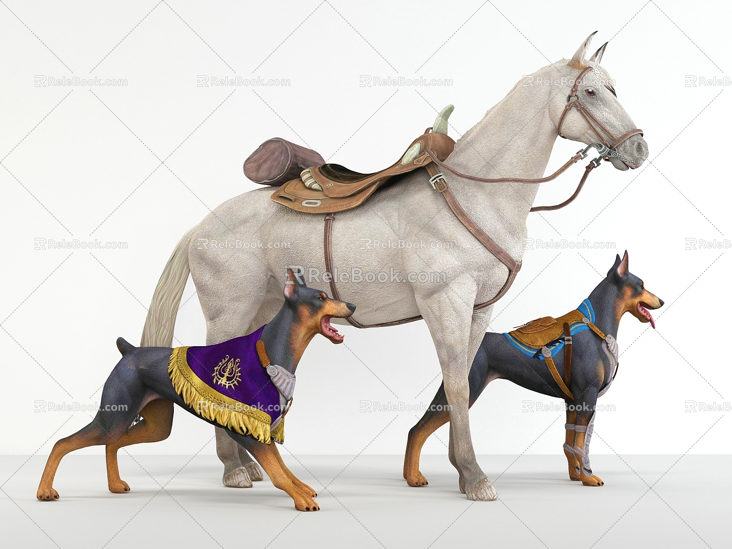 Modern Horse Police Dog 3d model