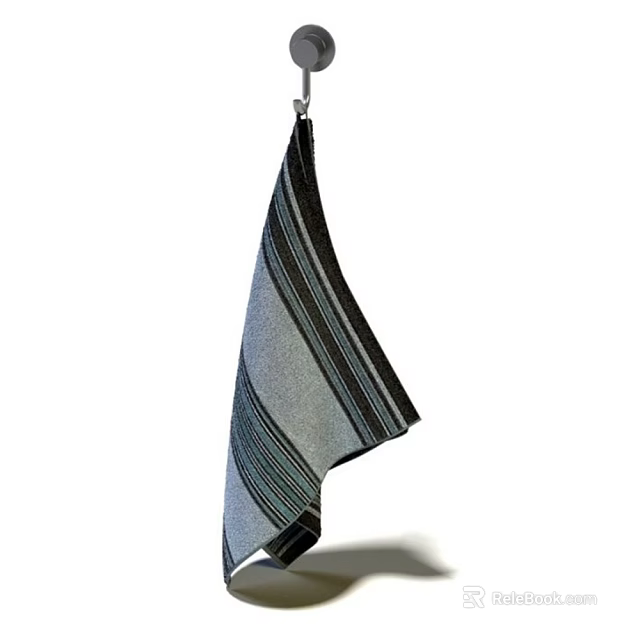 Hanging Striped Kitchen Towel With Soft Absorbent Cotton Fabric Design 3d model 