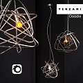 Doodle Style Modern Chandelier with Intricate Metal Wire Structure and Glowing Bulb
