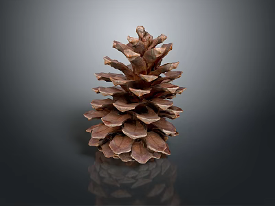 Close Up View Of Natural Pine Cone With Detailed Texture On Dark Background 3d model