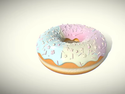 Delicious Donut With Gradient Pink And Blue Frosting And Colorful Sprinkles 3d model