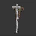 Detailed 3D Mechanical Skeletal Structure With White Frame Brown Components And Circular Joints