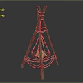 Rustic Wooden Tripod Garden Decor With Hanging Metal Basin And Rope
