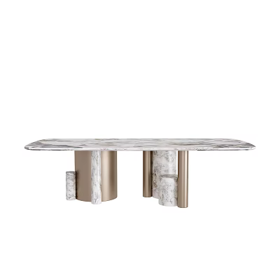 Elegant Modern Coffee Table With Marble Top And Gold Metal Supports 3d model