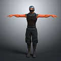 3D Model Of Tactical Character Wearing Helmet Mask Black Vest Pants And Boots Arms Outstretched