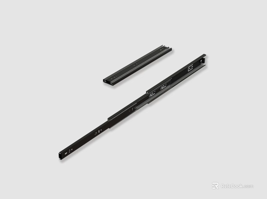 Durable Black Metal Drawer Slide Rails For Smooth Furniture Movement 3d model 