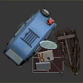 Blue Camper Van With Roof Rack Ladder Surfboard Mat And Tent