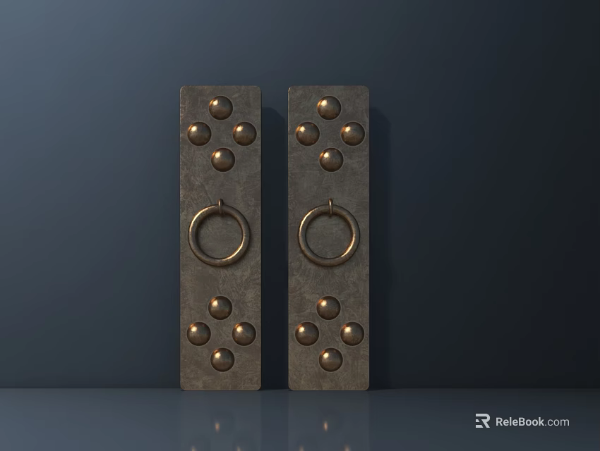 Metal Hardware Tools With Circular Protrusions And Ring Handles On Dark Background 3d model