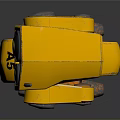 Small Yellow Mechanical Arm With Metal Structure And Orange Worn Joints