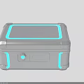 Silver Metallic Equipment Case With Blue Glowing Edges And Secure Lock