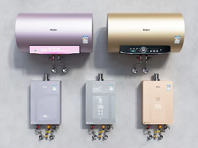 Modern Electric Water Heaters In Multiple Colors And Different Styles With Control Panels 3d model