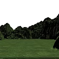 Scenic Green Garden Landscape Featuring Rolling Mountains And Expansive Lush Meadow