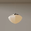 Modern Pendant Light With Beige Frosted Glass Shade And Silver Metal Base For Contemporary Interior