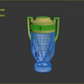 Premium Crystal Trophy With Golden Top Handles Blue Body And Transparent Base
