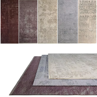 Various Patterned Square Rugs With Different Color Options For Home Decor 3d model