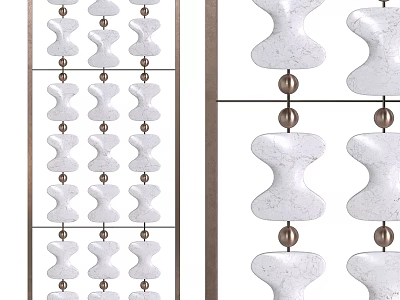 Modern White Wall Decor With Metal Frame And Hanging Pieces Connected By Metal Rings 3d model