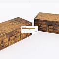 Vintage Wooden Chests of Drawers with Carved Designs and Rustic Finish
