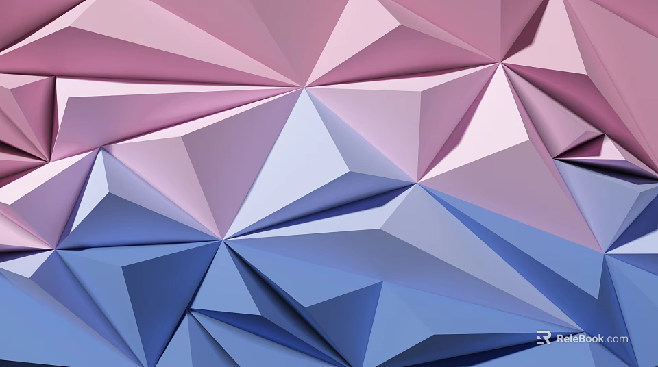 3D Geometric Pattern Background Wall With Pink And Blue Polygonal Design 3d model 