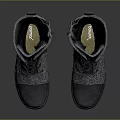Gray Tall Lace Up Boots With Felt Upper And Dark Rubber Sole