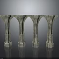 Stone Arch Decorative Architectural Component With Four Gothic Style Textured Structures
