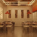 Modern Hotpot Restaurant Open Design With Neon Lights Marble Bar And Glass Windows