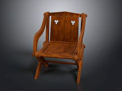 Vintage Wooden Chair With Armrests And White Decorative Backrest Details 3d model