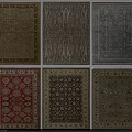 Various Square Rugs with Ornate Patterns and Different Designs for Home Interior Decor 3d model