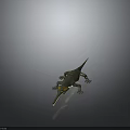 3D Rendered Prehistoric Reptile With Long Snout Green Body Sharp Teeth and Yellow Eyes