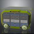 Rocket Themed Food Truck With Green Blue Exterior And Star Logo Design