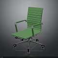 Modern Green Office Chair With Armrests And Rolling Swivel Wheels