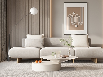 Cream wind sofa coffee table combination 3d model