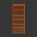 Orange Wooden Lounge Chair With Slatted Design And Wheels For Outdoor Use